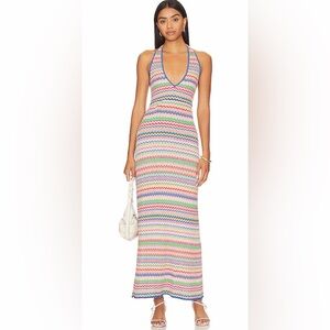 Show Me Your MuMu Colorful Chevron Midi Dress